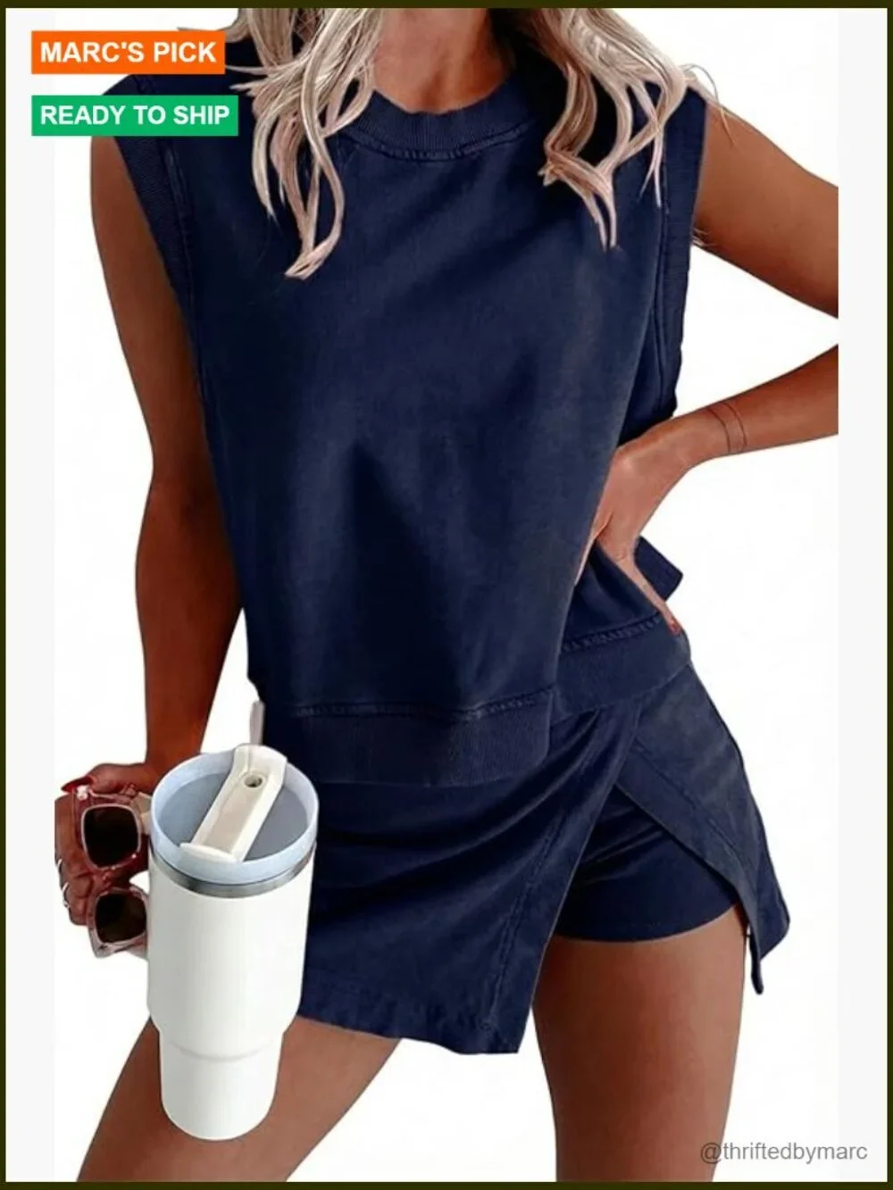 Large Cotton Tank and Skort Set Athletic Matching Workout Outfit